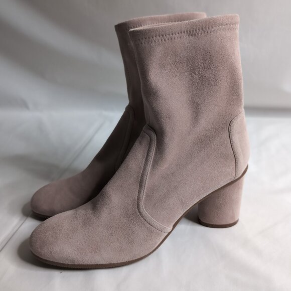 Stuart Weitzman Elegant Women's Suede Ankle Boots - Cream - Picture 4 of 7
